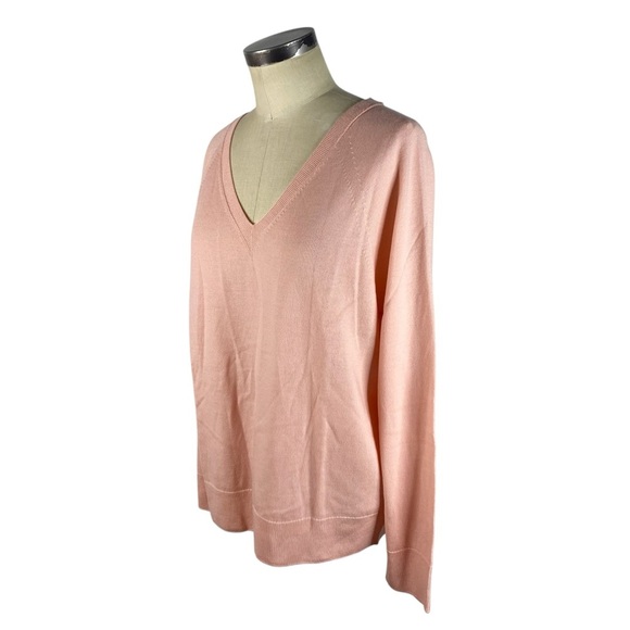 NEW Banana Republic Seamless Merino Wool V Neck Sweater XL Blush Pink 671981 - Picture 3 of 12